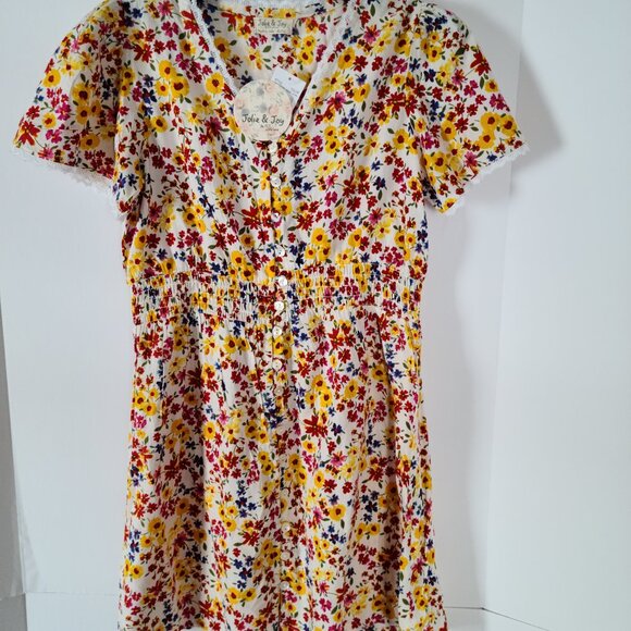 JOLIE & JOY BY FCT WITH LOVE FLORAL GIRLS SMOCKED ONE-PIECE DRESS SIZE XL 16 - Picture 8 of 11